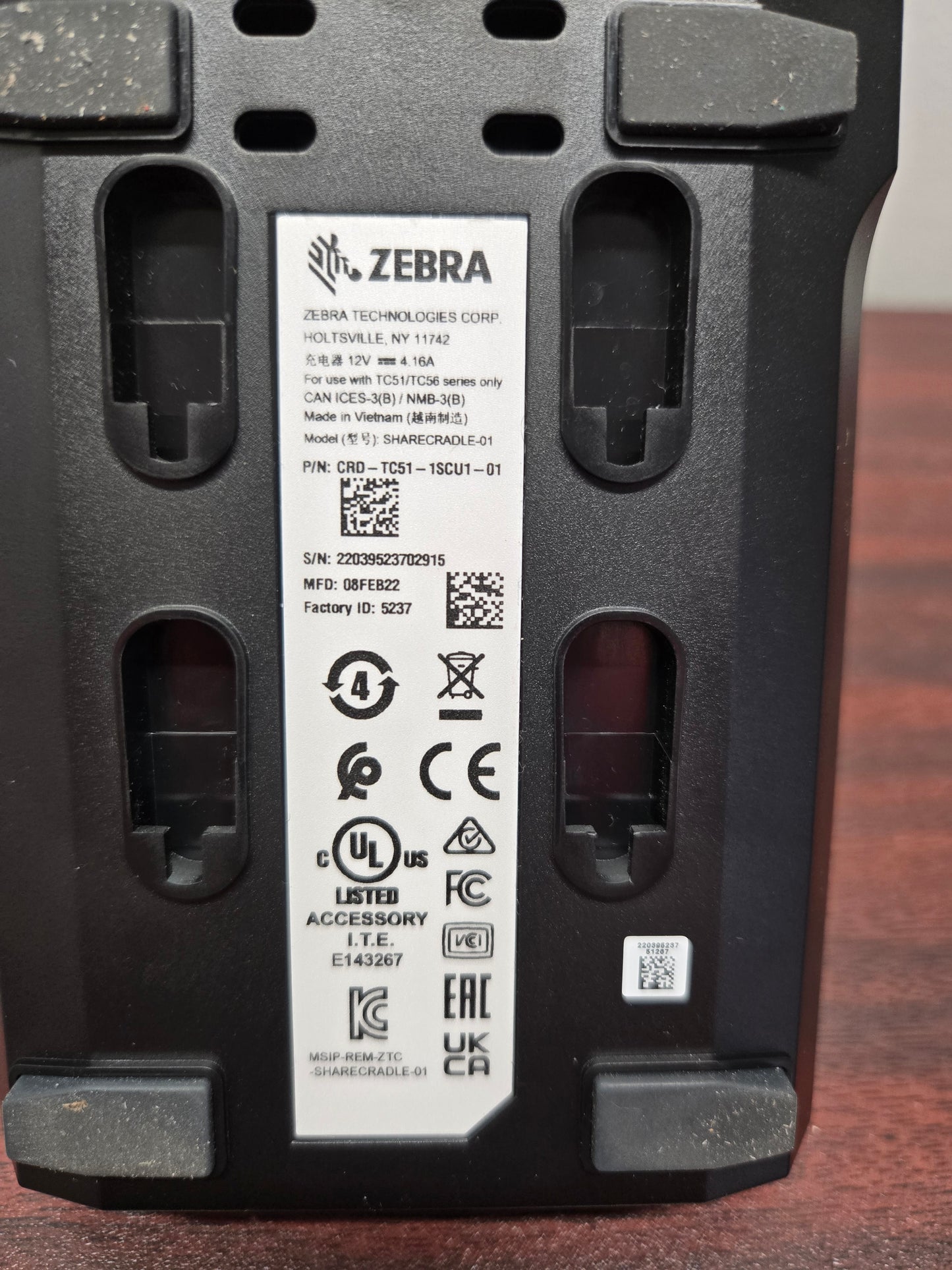 Zebra TC51/TC52/TC57 Single Slot Charge & USB Cradle (P/N: CRD-TC51-1SCU1-01)
