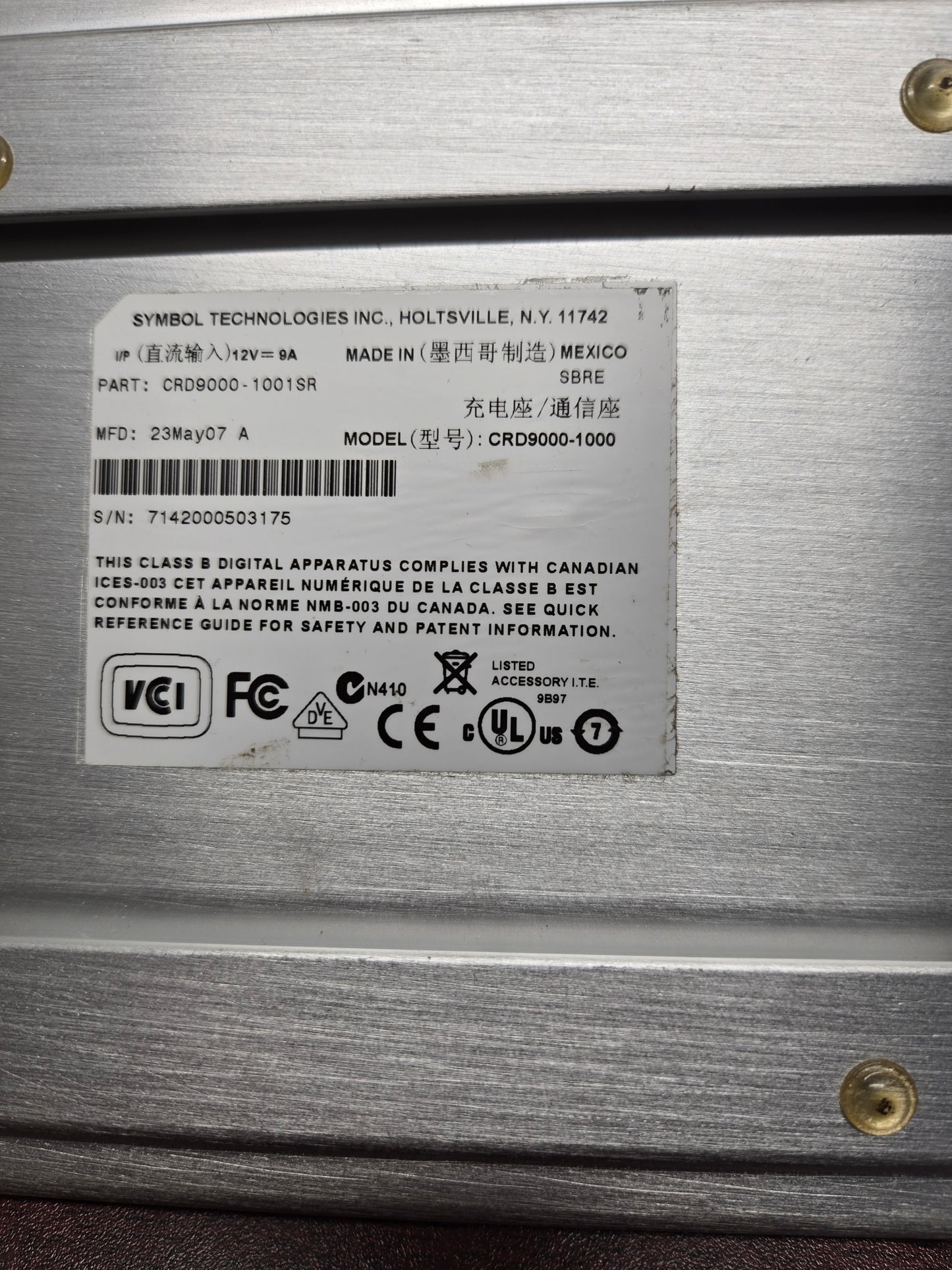 Zebra MC9000/MC9100/MC9200 Single-Slot USB Cradle (P/N: CRD9000-1001SR)